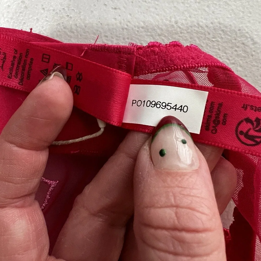 NEW! Skims 42C Embroidered Tulle Unlined Demi Bra Limited Edition Pink Valentine - Picture 10 of 10